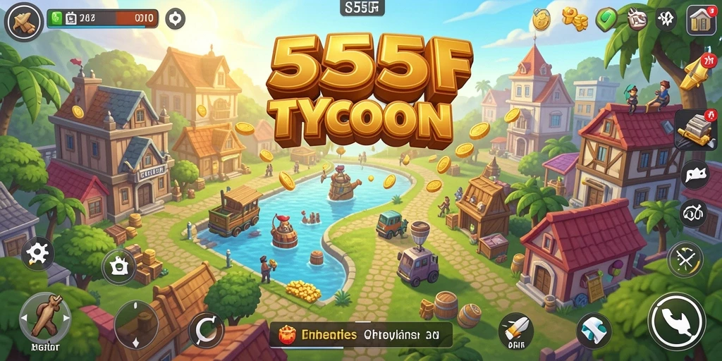 Tampilan gameplay 555F yang menarik dalam genre Tycoon.