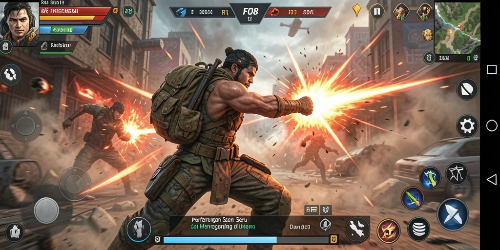 Tampilan seru gameplay FO8 dengan aksi pertarungan mendebarkan.