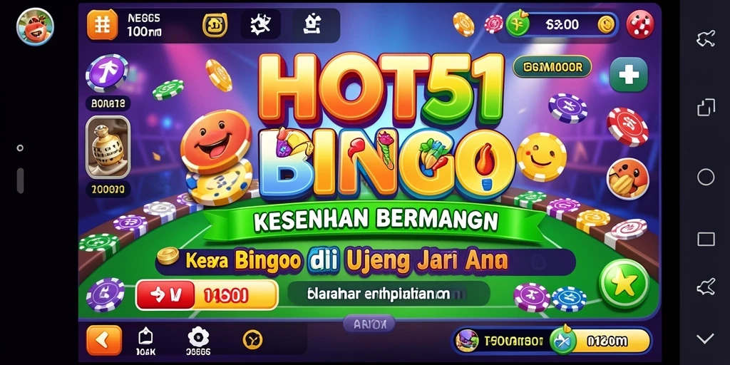 Tangkapan layar permainan Bingo HOT51 yang penuh warna dan interaktif.