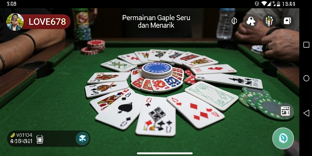 Screenshot gameplay LOVE678 yang menunjukkan momen seru bermain Gaple.