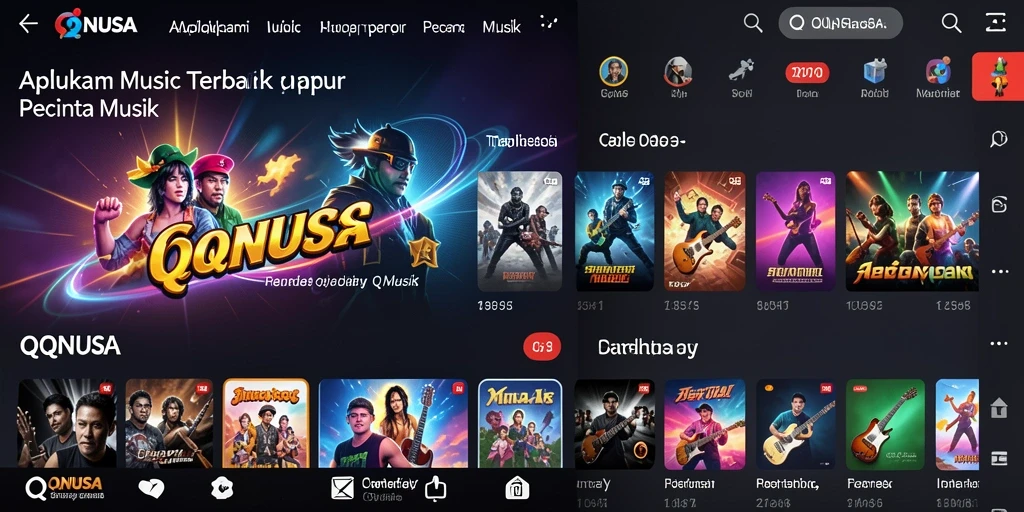 Tampilan gameplay QQNUSA dengan berbagai musik interaktif dan tantangan.