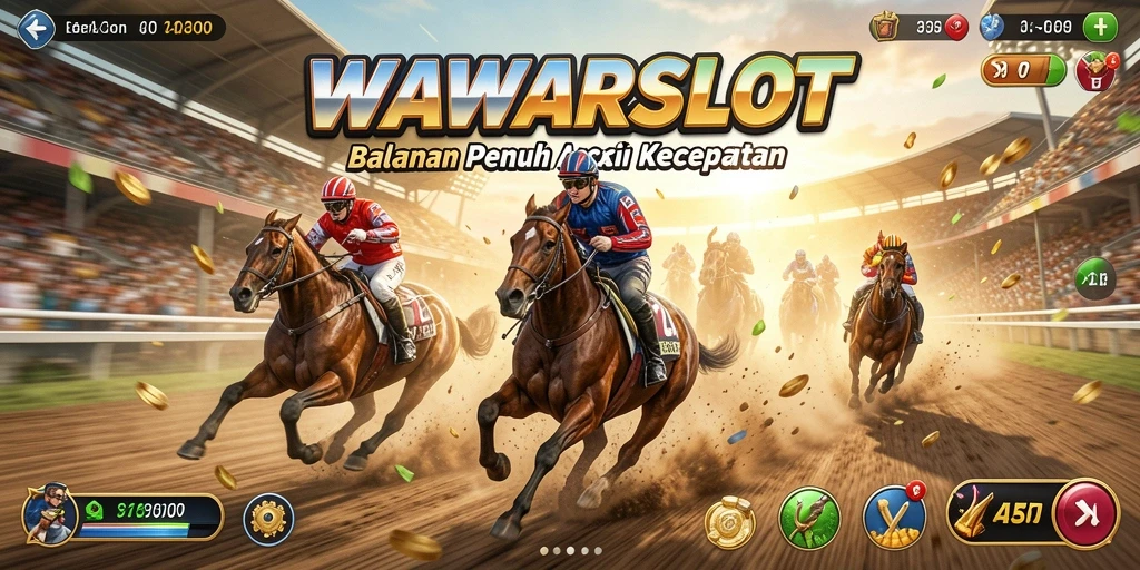 Tampilan gameplay WAWARSLOT yang mendebarkan dengan aksi balapan yang cepat.